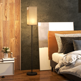 HOMCOM Linen Shade Standing Floor Lamp – Black