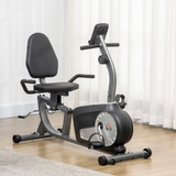 HOMCOM Semi-Recumbent Exercise Bike with LCD Display & Quiet 8-Level Magnetic Resistance – Adjustable Seat, Grey