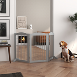 PawHut Foldable Dog Gate with Two Support Feet – Freestanding Pet Barrier for Doorways & Stairs, Grey