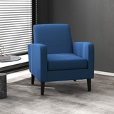 HOMCOM Compact Modern Accent Armchair with Rubber Wood Legs & Linen-Feel Upholstery – Blue