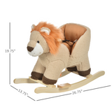 Kids Plush Lion Rocking Horse with Roaring Sounds, Seat Belt & Footrest – Ride-On Toy for 18-36 Months, Brown