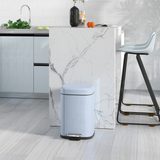 HOMCOM 12L Metal Pedal Bin with Soft-Close Lid, Hands-Free Foot Pedal – Compact Kitchen Bin, Light Blue