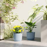 Outsunny Set of 2 Round Plant Pots Outdoor 22cm for Garden Decoration, Blue