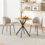 HOMCOM 80 cm Round Dining Table with Steel Cross Legs – Industrial Kitchen Table, White Oak Effect