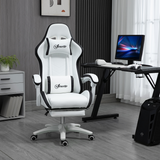 Vinsetto Reclining Racing Gaming Chair with Retractable Footrest & Faux Leather – Home Office, Black