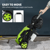 1800W High Pressure Washer with Hose Reel and Snow Foam Bottle, 150 Bar – Car and Patio Cleaner, Green