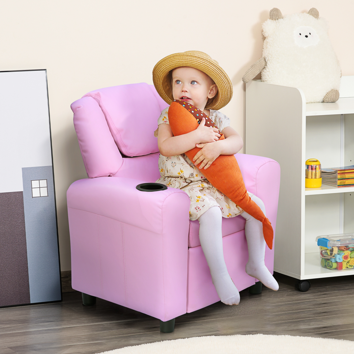 HOMCOM Kids Recliner Armchair with Footrest – Child-Size Mini Gaming Sofa for TV, Games & Reading