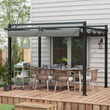 Outsunny 3x3m Aluminium Pergola with Retractable Roof – Rust-Resistant Garden Sun Shelter, Dark Grey