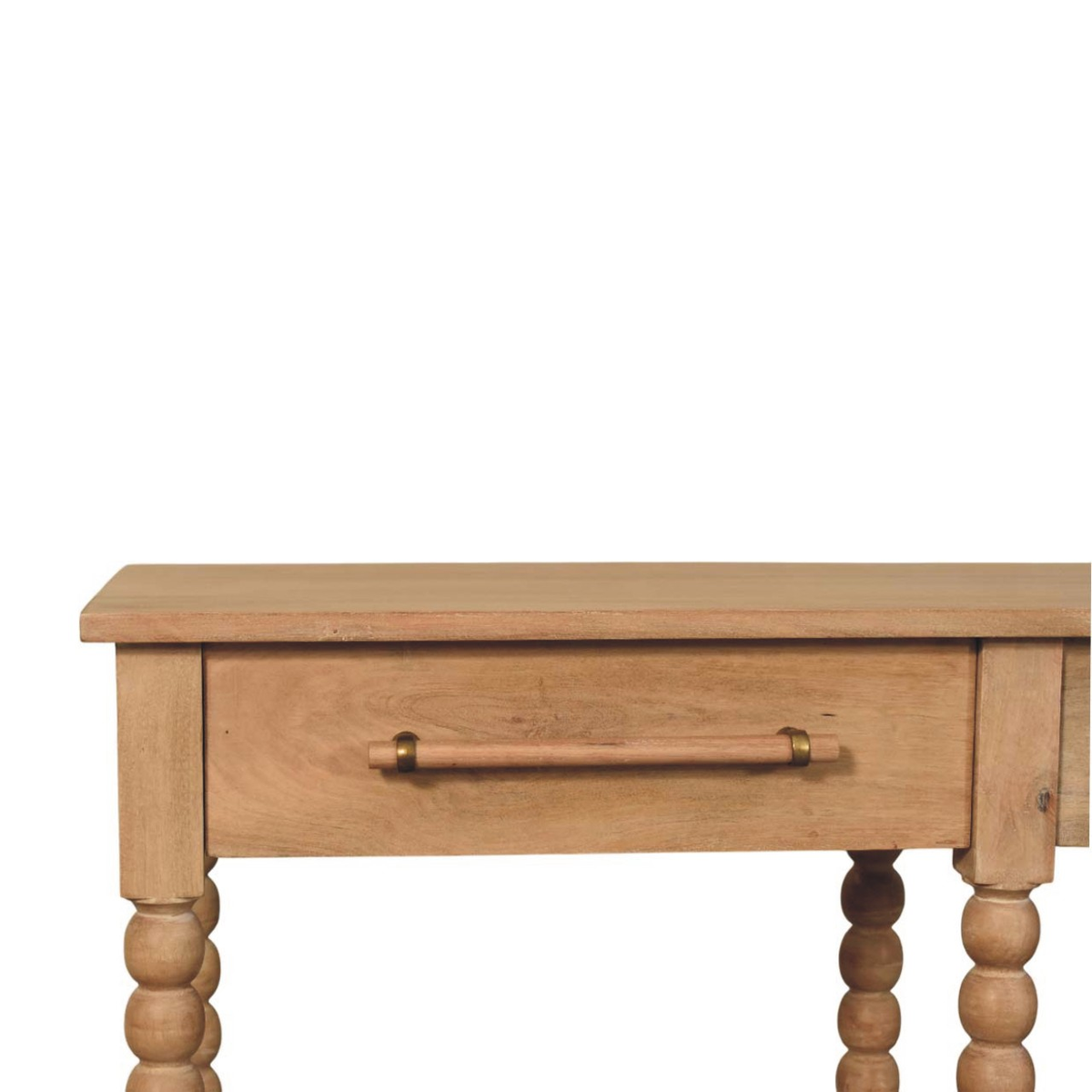 Artisan Furniture Solid Wood Savoy Bobbin Console Table with Jute Shelves & 2 Drawers – Hallway, Beige
