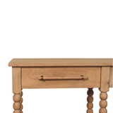 Artisan Furniture Solid Wood Savoy Bobbin Console Table with Jute Shelves & 2 Drawers – Hallway, Beige