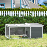 Pawhut Rabbit Hutch with Run Cover & Water-Resistant Asphalt Roof – Indoor & Outdoor Small Animal Cage