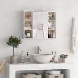 HOMCOM Wall Mounted Bathroom Cabinet with Mirrored Door and Adjustable Shelf – Space-Saving Storage