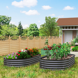 Outsunny Set of 2 Galvanised Steel Raised Garden Beds with Open Bottoms – Outdoor Planters, Dark Grey
