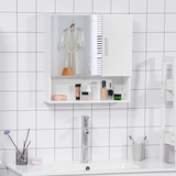 kleankin Wall Mounted Bathroom Mirror Cabinet with Adjustable Shelves and Soft-Close Door – White