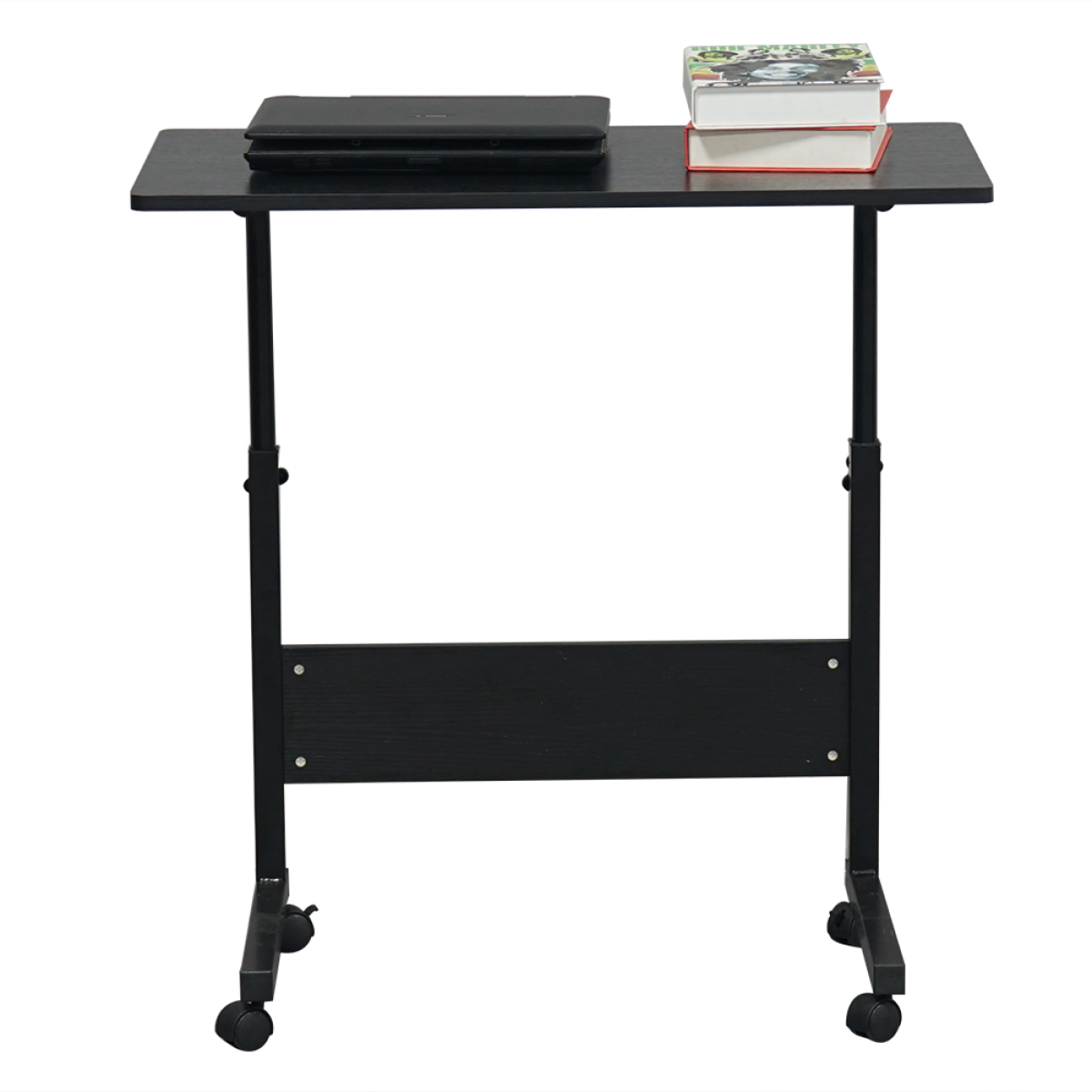 Removable P2 Chipboard & Steel Side Table with Adjustable Height – Home & Office, Black, 80 x 40 cm