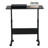 Removable P2 Chipboard & Steel Side Table with Adjustable Height – Home & Office, Black, 80 x 40 cm