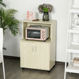 HOMCOM Kitchen Pantry Cupboard on Rolling Wheels, 97 x 60 x 40cm – Oak-Effect Storage