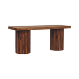 Artisan Furniture Astoria Fluted Solid Mango Wood Bench – Entryway & Dining Seating, Brown
