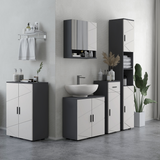 kleankin Pedestal Sink Bathroom Vanity Unit with Shelf and Soft-Close Doors – U-Shape Slot Cabinet, Light Grey