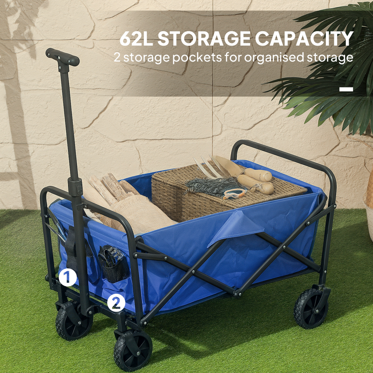 Folding Hand Truck Trolley with 62L Cargo Bag – 120kg Capacity, Shopping & Moving
