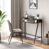 HOMCOM Writing Desk with Two-Tier Worktop and Storage Shelf – Home Office Computer Workstation, Rustic Brown