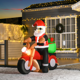 HOMCOM 5.5ft Light-Up Inflatable Santa Claus Riding a Motorbike with Gifts – IP44 Christmas Lawn Decoration