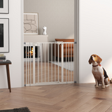 PawHut Adjustable Safety Gate with 2 Extensions and 4 Screws – Pet Gate for Doors and Stairs, White
