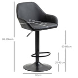 Set of 2 Adjustable Swivel Bar Stools with PU Leather Seat, Gas Lift & Footrest – Kitchen Bar Chairs, Black