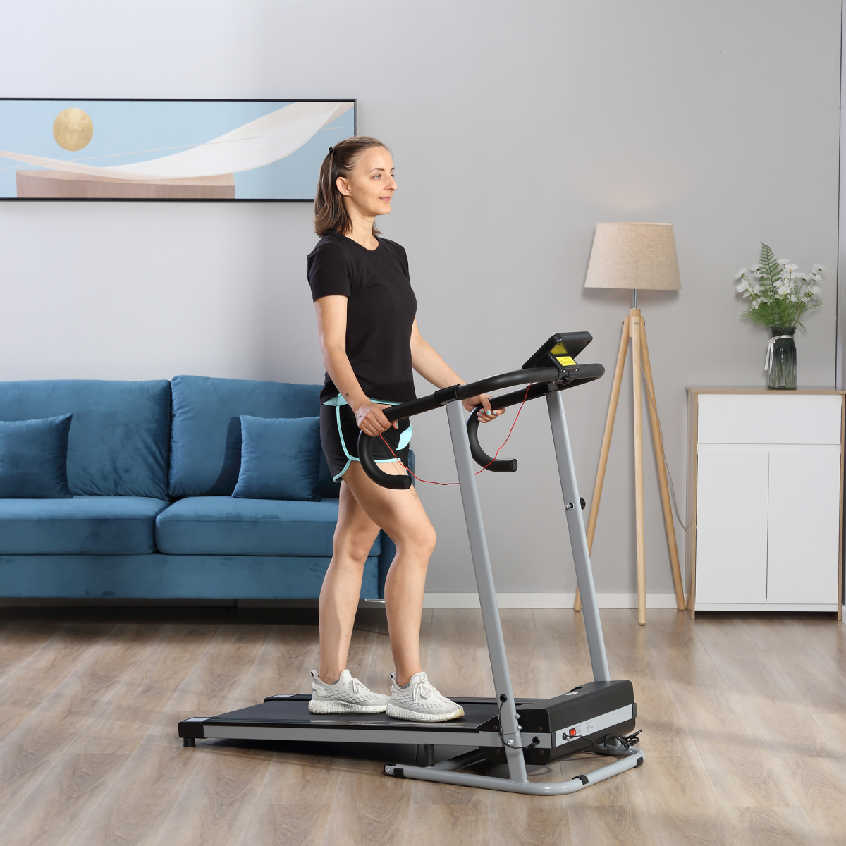 HOMCOM 1.25HP Motorised Folding Treadmill with LCD Display, up to 10 km/h – Home Running Machine