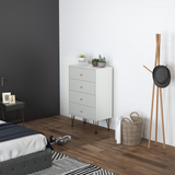 HOMCOM 4-Drawer Chest of Drawers with Hairpin Metal Legs – Bedroom Storage Organiser, White