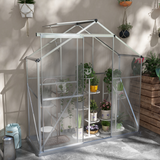 Outsunny 6 x 2.5ft Polycarbonate Greenhouse with Aluminium Frame & Sliding Door – Adjustable Vent, Silver