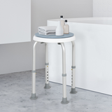 HOMCOM 360 Degree Swivel Seat Bath Shower Stool – Adjustable Height Aluminium Backless Stool, 135kg Capacity