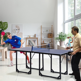 HOMCOM Foldable Table Tennis Table with Net, Steel Frame – Indoor Ping Pong Table, Blue