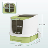 Enclosed Cat Litter Box with Top Exit, Removable Drawers, Scoop & Deodorisation Bags – Green, White and Black