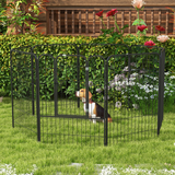 Pawhut 8-Panel Metal Pet Playpen for Dogs and Puppies – Folding Indoor and Outdoor Run Fence with Lockable Door