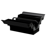 Folding Tool Box with 5 Collapsible Trays – Rust-Resistant Steel Organiser for Home and Workshop, Black