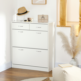 HOMCOM Slim Shoe Cabinet with 2 Flip Drawers, 12 Pairs – Tall Space-Saving Hallway Storage, White