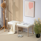 HOMCOM Upholstered End of Bed Bench – French Vintage Style, Button Tufted, Cream White