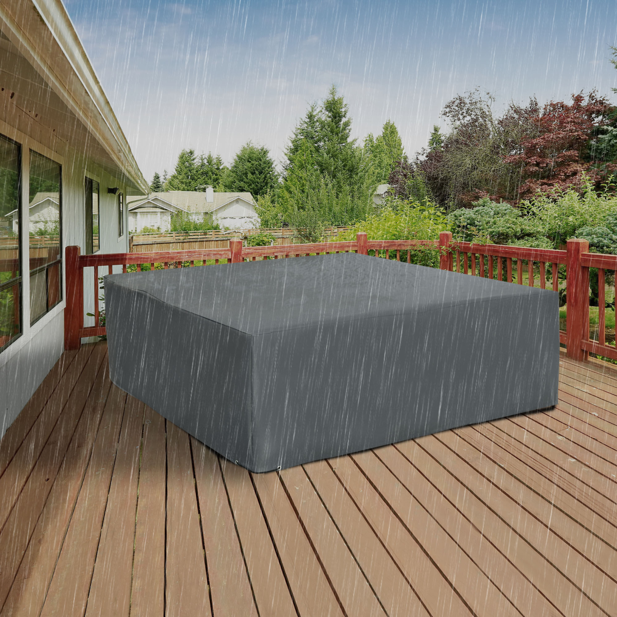 Outsunny Water & UV Resistant Garden Furniture Cover, 205 x 192cm – Oxford Fabric Patio Protection, Grey