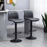 HOMCOM Retro PU Leather Bar Stools, Set of 2 with Adjustable Height, 360° Swivel Seat & Footrest