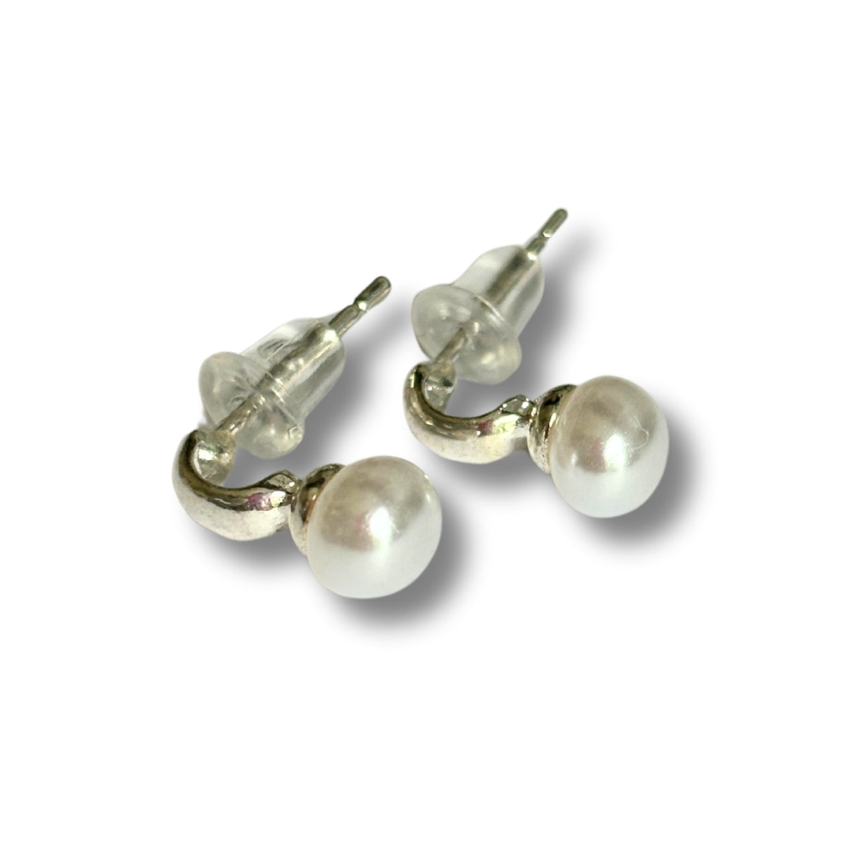 Aye Do Gifts Hoop Pearl Stud Earrings in Silver – Stainless Steel Gift for Women, Letter Box Friendly