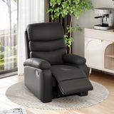 HOMCOM Manual Recliner Armchair with Retractable Footrest and Thick Padding – Living Room Chair, Black