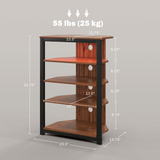 Corner TV Stand with RGB LED Lights & 4 Shelves – Space-Saving Gaming & Media Unit, Chestnut Brown
