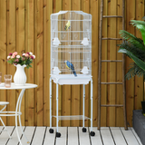 PawHut Large Bird Cage for Budgies, Finches & Canaries with Stand, Sliding Tray & Storage Basket – White