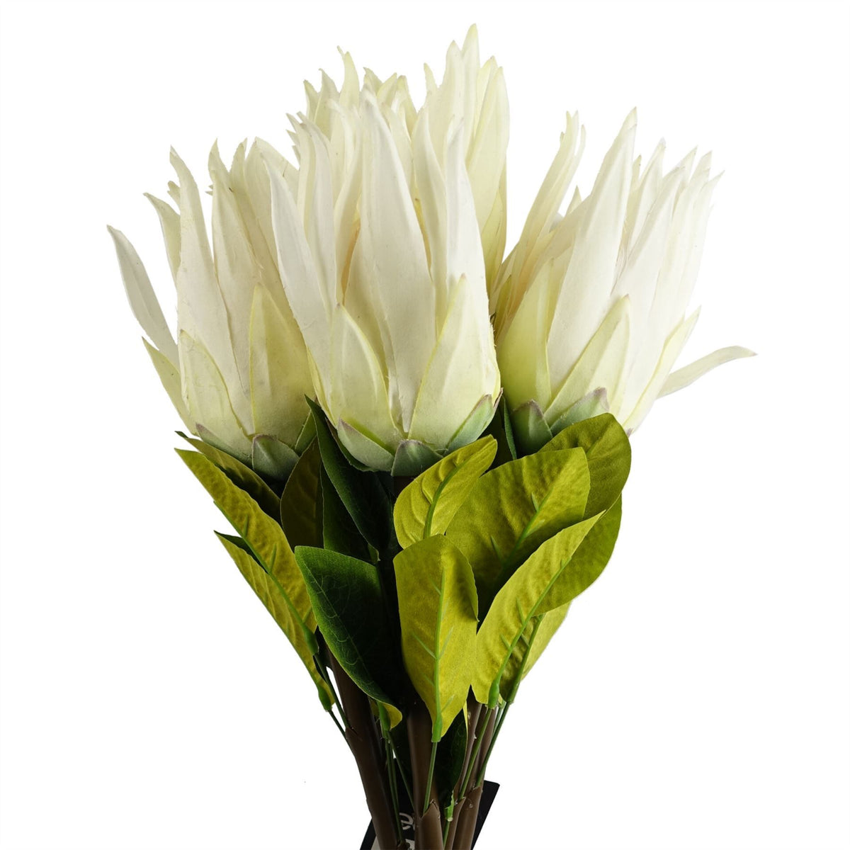 Leaf Protea Sugarbush Artificial Flower Stem with Silk Petals and Wired Stem – 65cm Home Decor, White