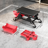 Rolling Mechanic Stool with Detachable Seat, Tool Trays & Storage Drawer – 135kg Capacity Workshop Seat, Red