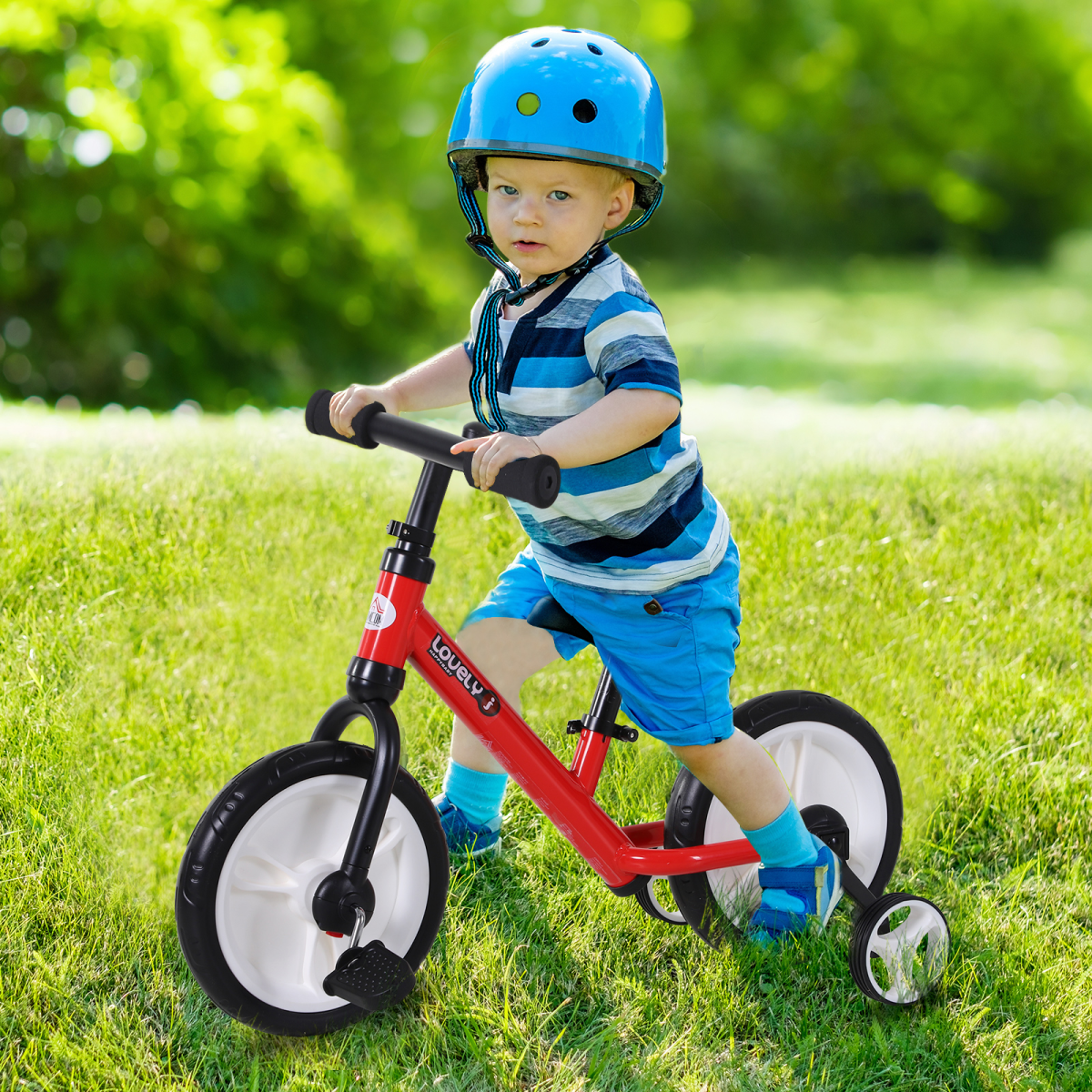 HOMCOM Kids Balance Bike with Removable Stabilisers and Pedals, 2-in-1 Trike – Ages 2-5, Red