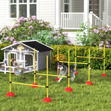 PawHut 4 Piece Dog Agility Hurdles with Height-Adjustable Poles, Fillable Bases & Carry Bag – Jump Training Equipment