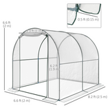 Garden Greenhouse with Roll-Up Zipped Door, 200W x 250D x 200H cm – Steel Frame, Transparent PVC Cover