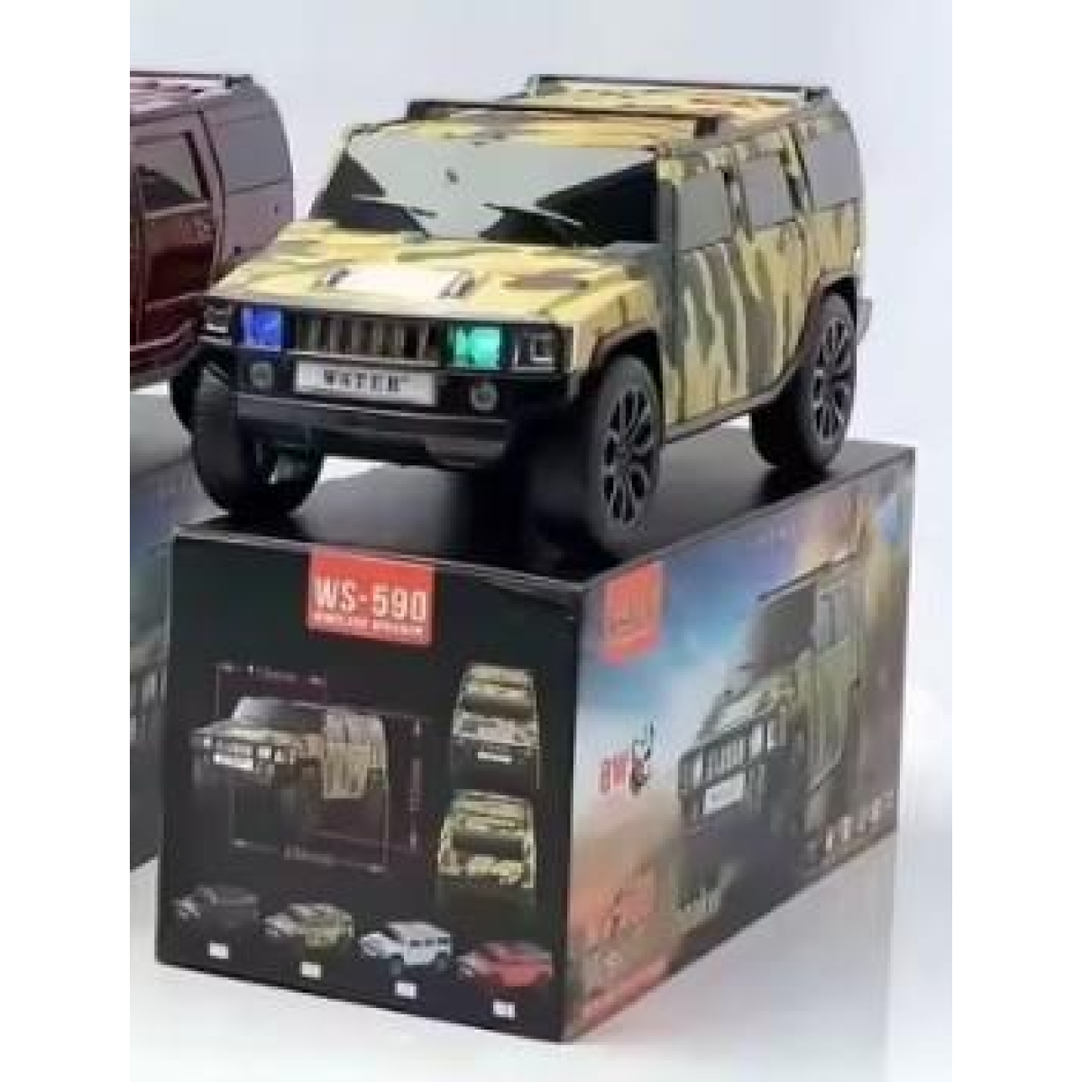 WSTER WS-590 Hummer 4x4 Style Bluetooth Speaker with TF, USB & FM Radio – 8W Portable, Beige